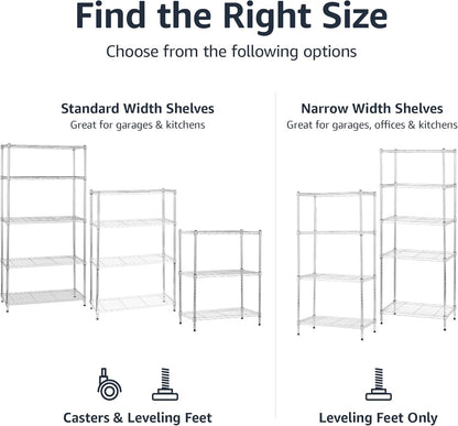 4-Shelf Adjustable Heavy-Duty Steel Wire Storage Rack, Organizer for Kitchen or Garage, 36" L x 14" W x 54" H, Chrome Silver