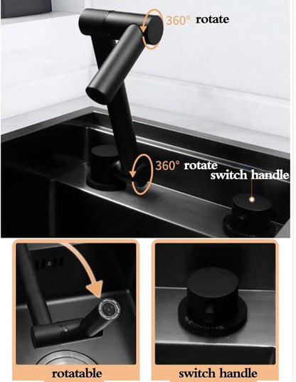 18x15x9-Inch Undermount Bar Kitchen Sink, 16-Gauge Stainless Steel Single Bowl Workstation with Faucet, Black