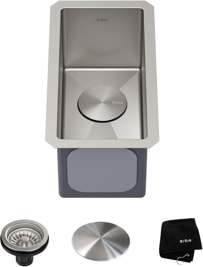 10-Inch Undermount Single Bowl Stainless Steel Bar Kitchen Sink, 16-Gauge