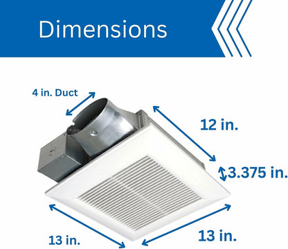 Ceiling/Wall Mount Bathroom Exhaust Fan, 50-80-100CFM, WhisperValue Series