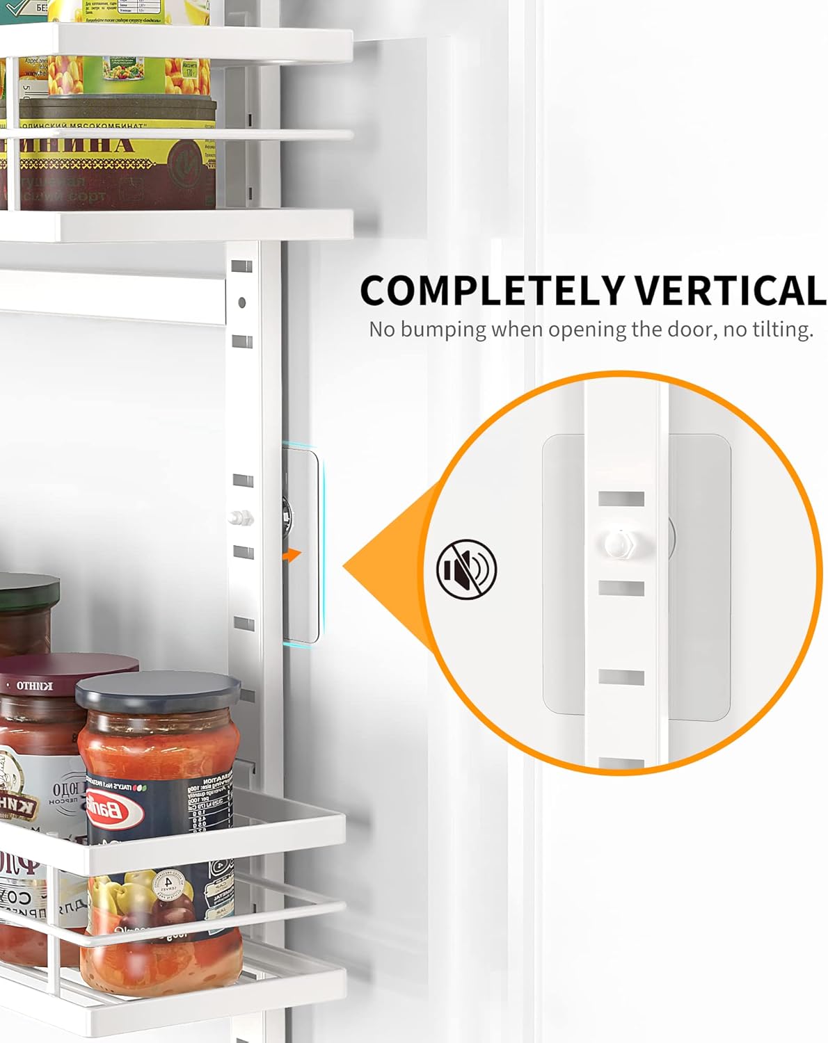 6-Tier Over Door Pantry Organizer, Hanging Metal Spice Rack with Basket Shelves, Kitchen and Bathroom Storage, White