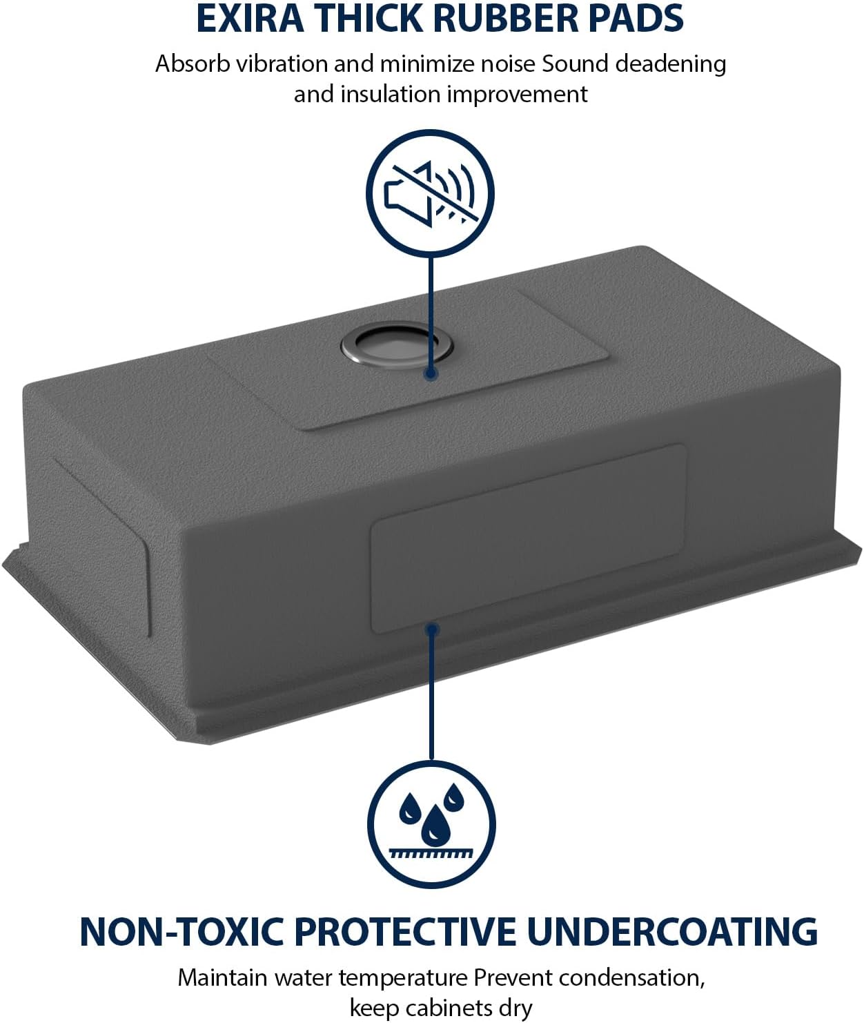 33x19-Inch Black Stainless Steel Undermount Kitchen Sink, Single Bowl Workstation, 16-Gauge T304, Nano-PVD, Round Corners