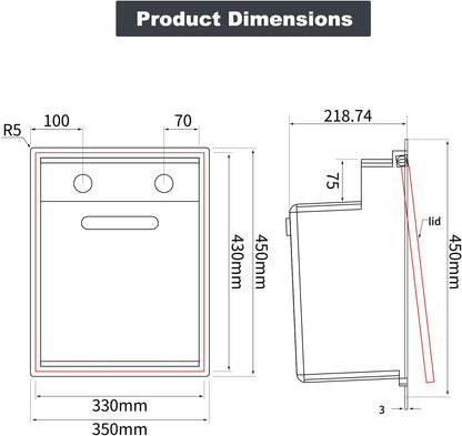 17.32x14.17x7.87-Inch Black Bar Kitchen Sink, Portable Single Bowl with Faucet and Stainless Steel Cover Plate