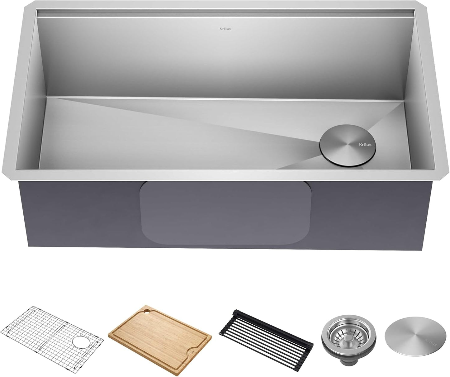 Kore Workstation 32" Undermount 16-Gauge Black Stainless Steel Single Bowl Kitchen Sink in PVD Gunmetal Finish with Accessories