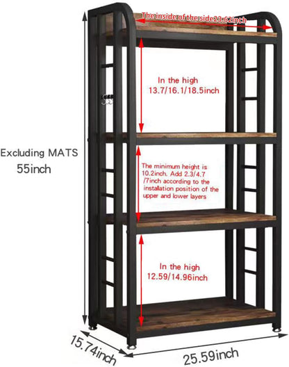 4-Tier Free-Standing Microwave Oven Stand with Storage, Coffee Bar, Adjustable Kitchen Shelves, Bakers Rack, Brown