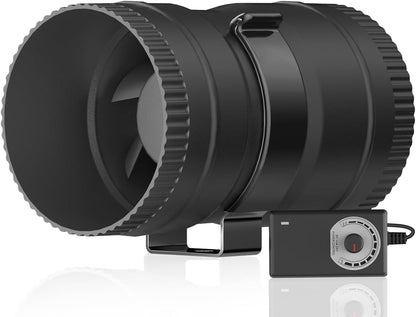 3" Inline Blower Fan with Speed Controller, 120CFM, 20W Ultra-Low Power, Low Noise