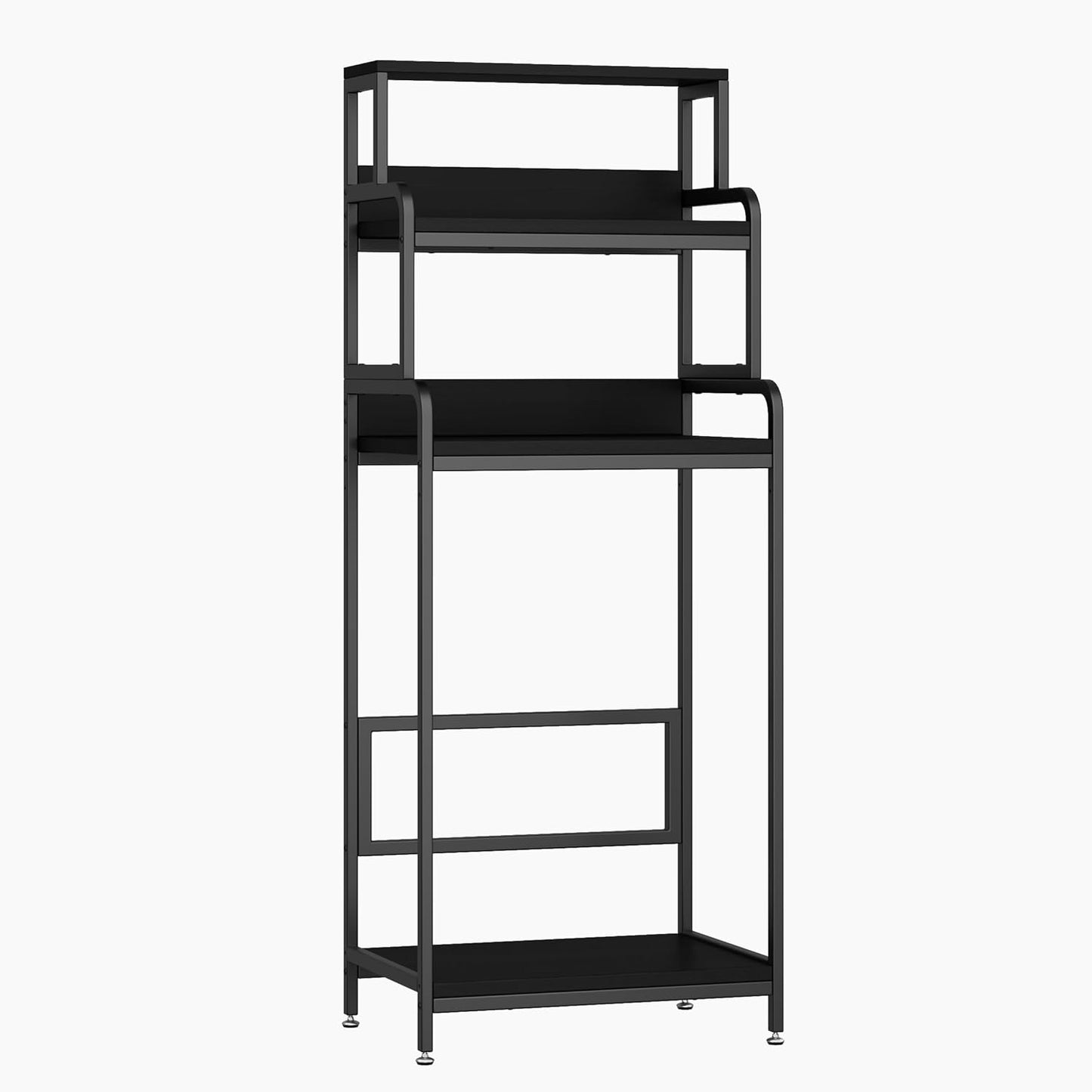 4-Tier Mini Fridge Stand with Storage, Microwave Oven Stand, Bakers Rack, Home, Office, Dorm, Black Wood Grain