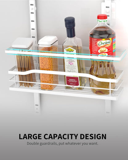 6-Tier Over Door Pantry Organizer, Hanging Metal Spice Rack with Basket Shelves, Kitchen and Bathroom Storage, White