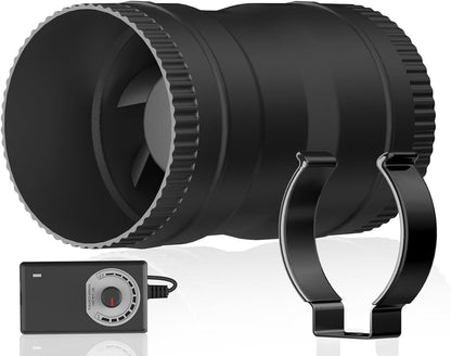3" Inline Blower Fan with Speed Controller, 120CFM, 20W Ultra-Low Power, Low Noise
