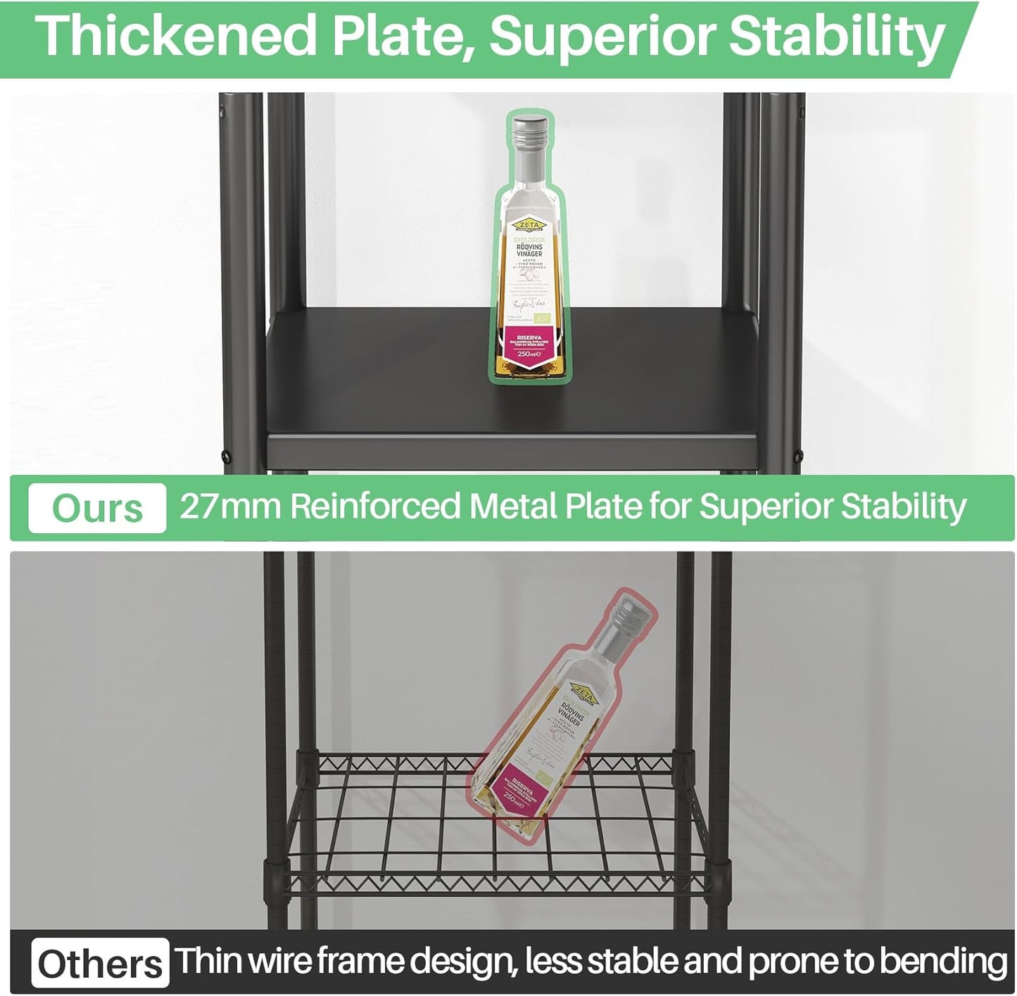 5-Tier Adjustable Kitchen Storage Shelves with Rolling Wheels, Metal Rack Organizer for Pantry, Bedroom, Laundry, Closet