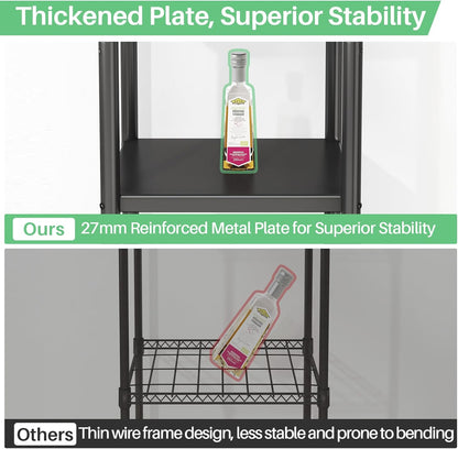 5-Tier Adjustable Kitchen Storage Shelves with Rolling Wheels, Metal Rack Organizer for Pantry, Bedroom, Laundry, Closet
