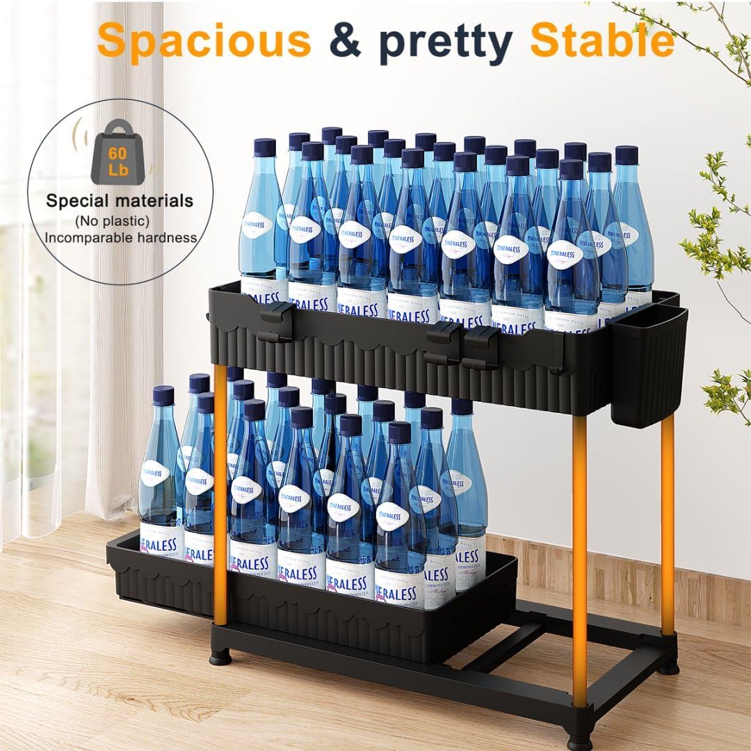 3 Pack Under-Sink 2-Tier Organizers with Sliding Drawers, Multi-Use Kitchen and Bathroom Storage, 12.8" Black Cabinet Organizer