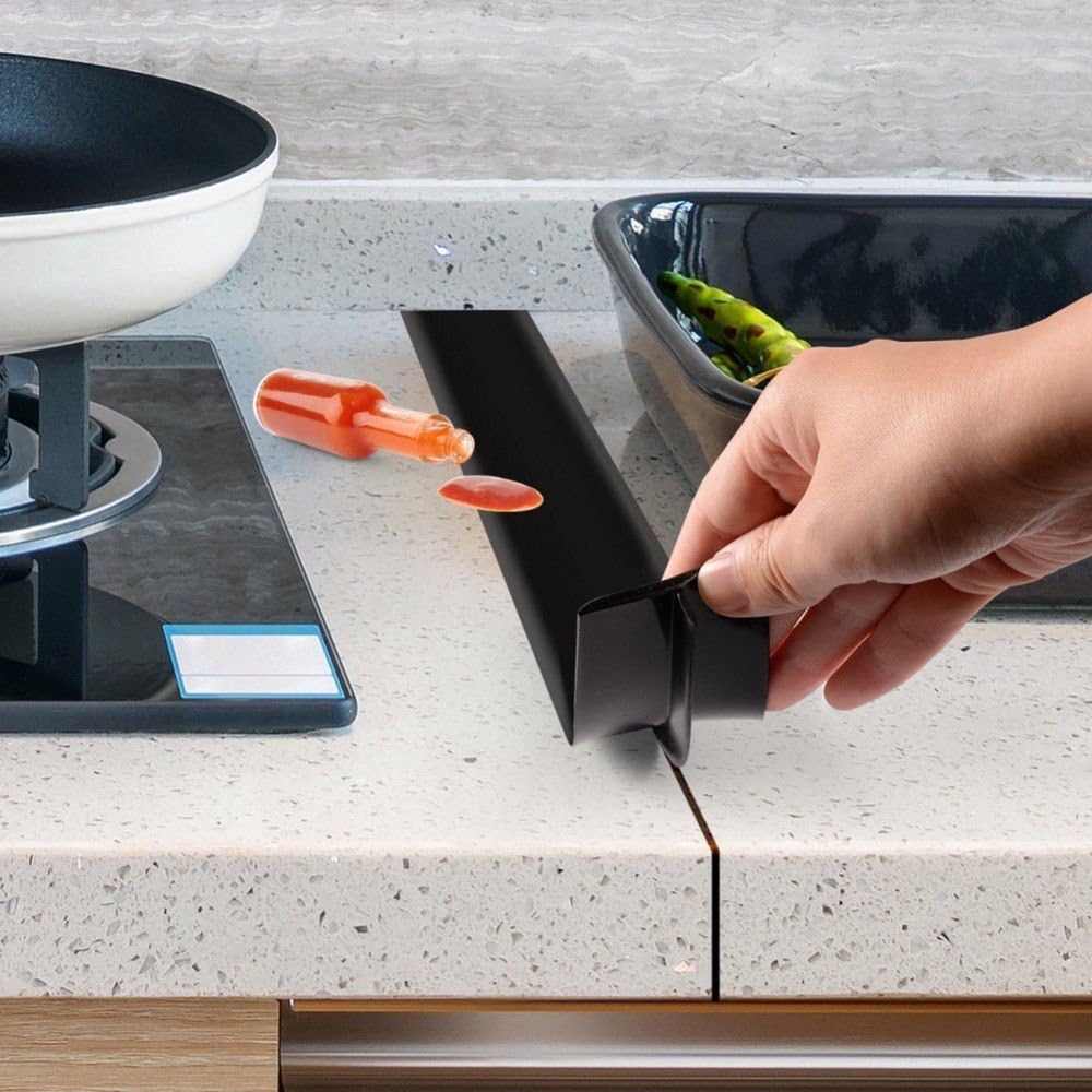 Flexible Silicone Stove Gap Covers 2 Pack, 21" Food Grade Gap Filler Between Counter and Stovetop, Easy to Clean, Black