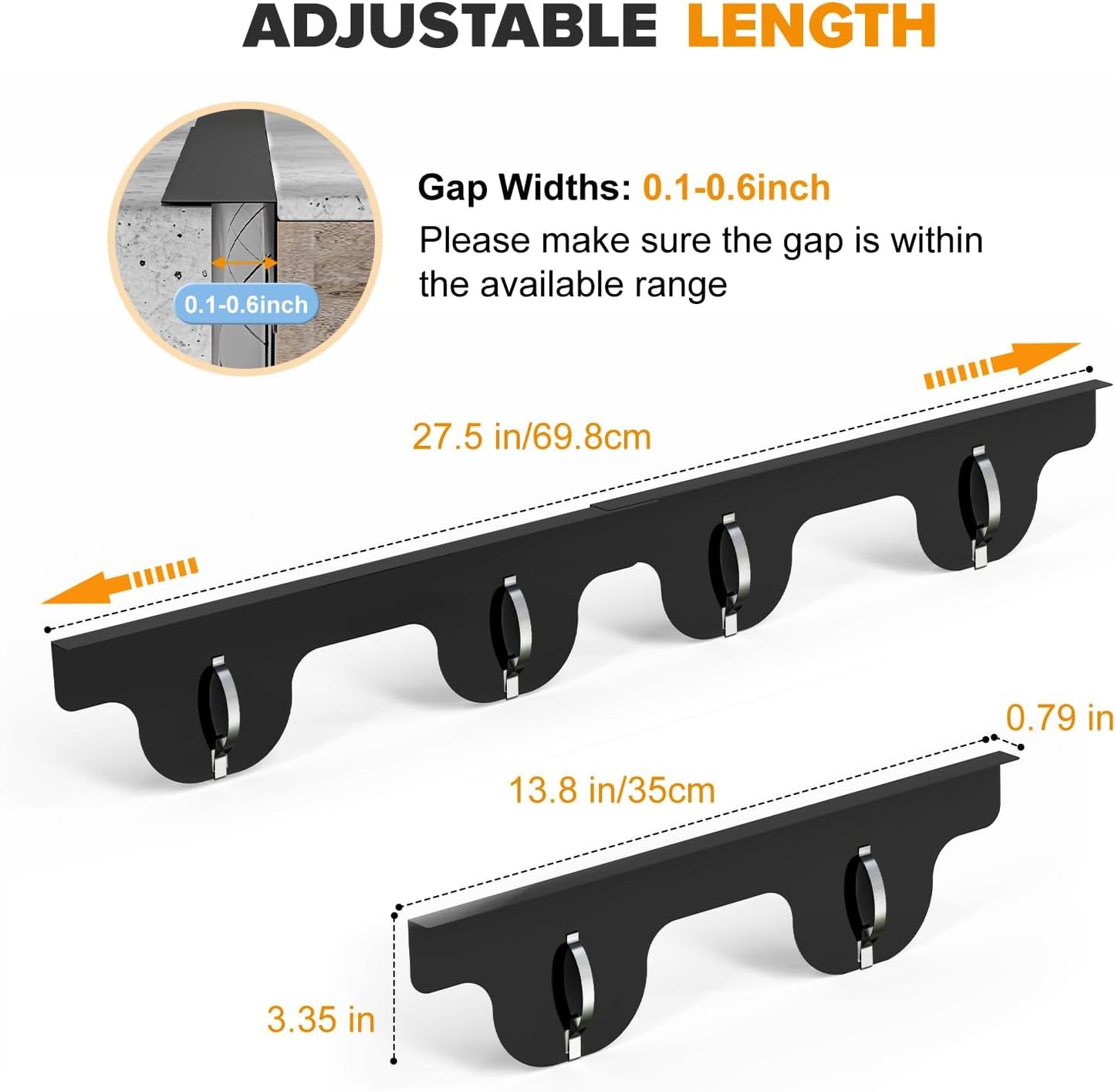 Stove Gap Covers Stainless Steel 2 Pack, Retractable 13.8"-27.5" Oven Gap Filler with Spring Clip, Strong Guard Between Stovetop and Counter