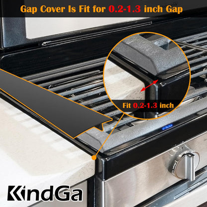 Silicone Stove Counter Gap Cover 21 Inch Black, Set of 2, Easy Clean Gap Filler for Kitchen Counter, Stovetop, Oven, Washer