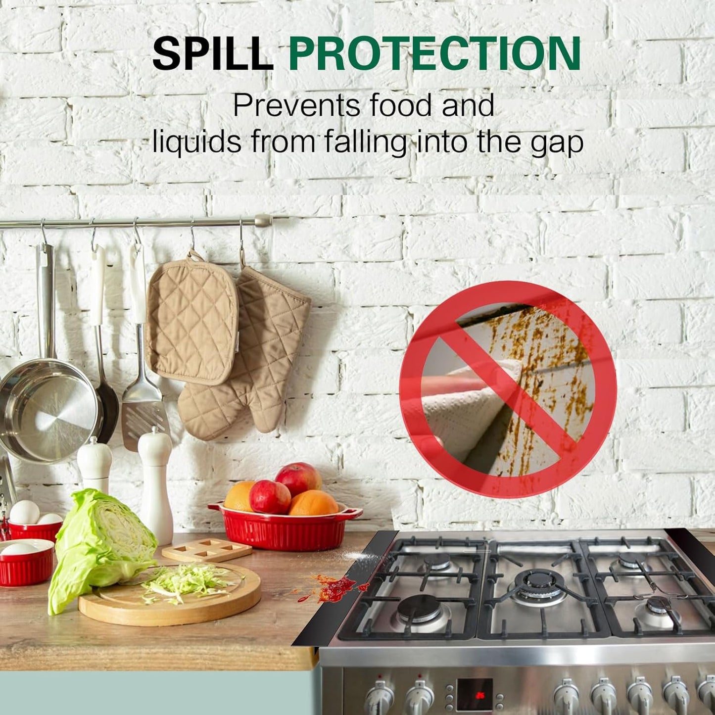 Stove Gap Covers 2 Pack, 21" Heat Resistant Silicone Gap Filler Between Stove and Counter, Easy to Clean, Black