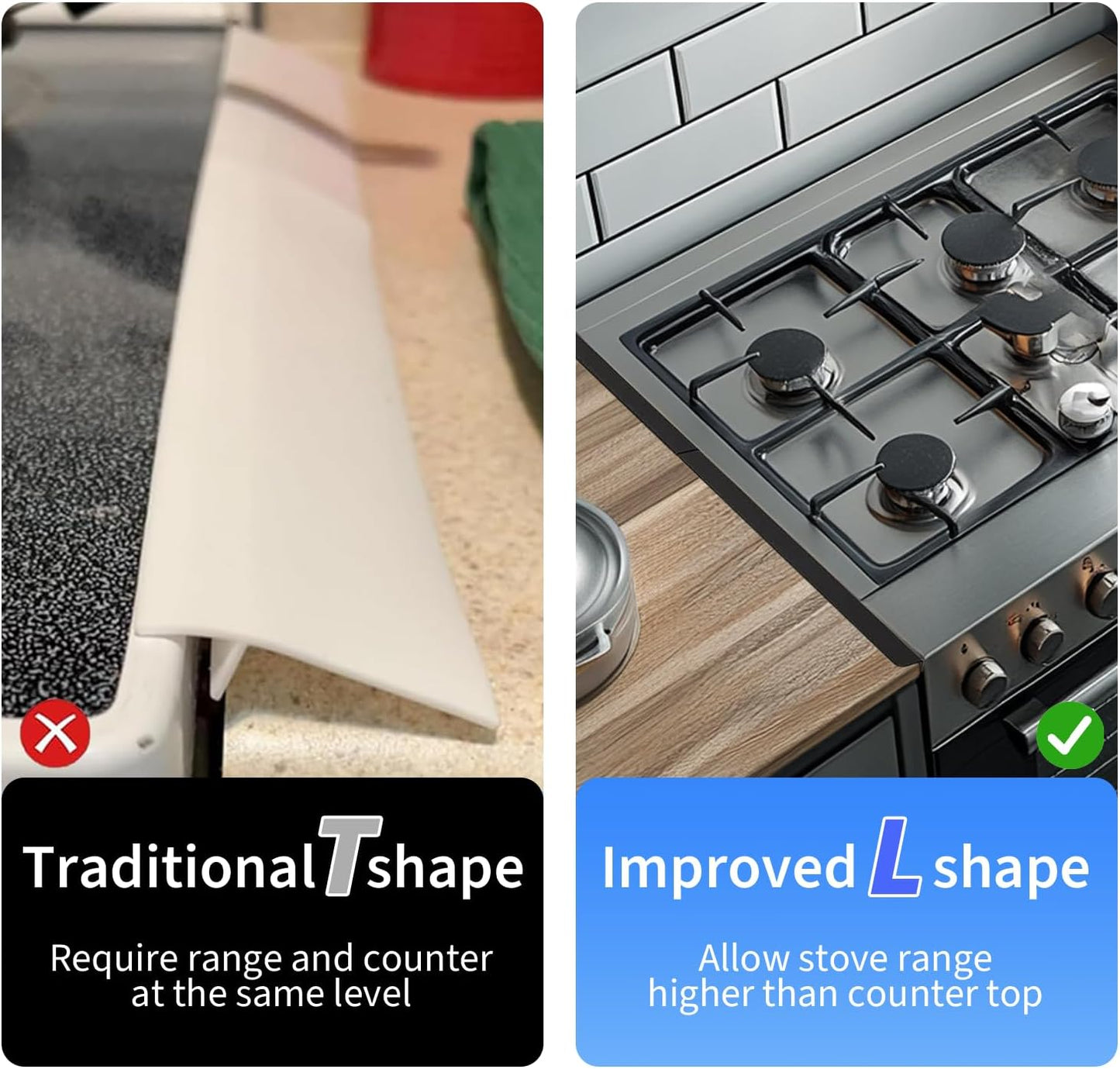Stainless Steel Stove Gap Covers 2 Pack, Adjustable 13.8"-27.5", Heat Resistant Oven Gap Filler and Range Trim Kit, Black