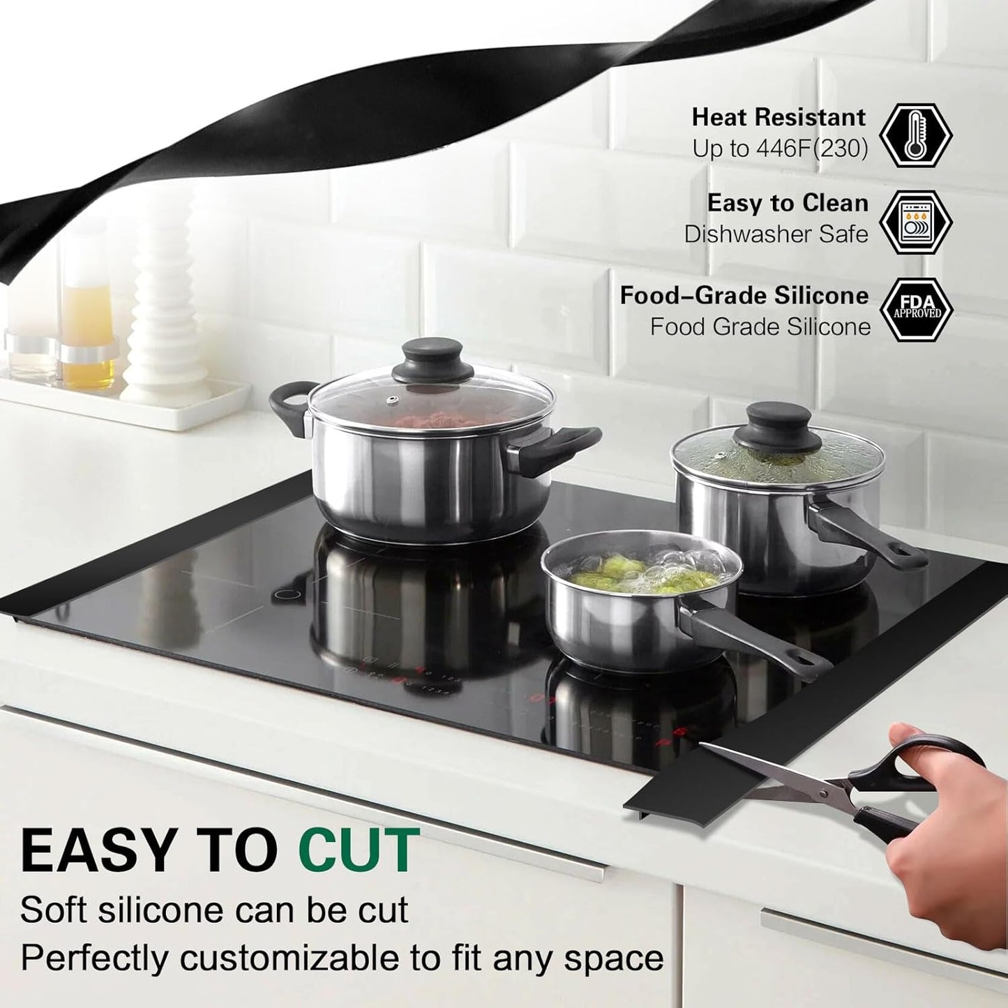 Stove Gap Covers 2 Pack, 21" Heat Resistant Silicone Gap Filler Between Stove and Counter, Easy to Clean, Black
