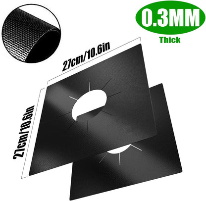 Non-Stick Gas Stove Burner Covers 10.6"x10.6" Black, 8-Pack, 0.3mm Double Thickness, Reusable, Cuttable, Easy Clean