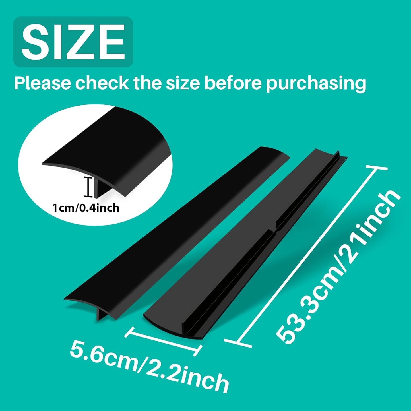 Silicone Stove Gap Cover 21" (2 Pack, Black) – Heat Resistant Kitchen Counter Gap Filler, Easy to Clean Stove Guard Between Stove and Counter