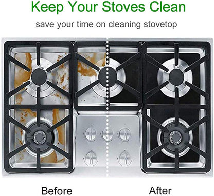 Non-Stick Gas Stove Burner Covers 10.6"x10.6" Black, 8-Pack, 0.3mm Double Thickness, Reusable, Cuttable, Easy Clean