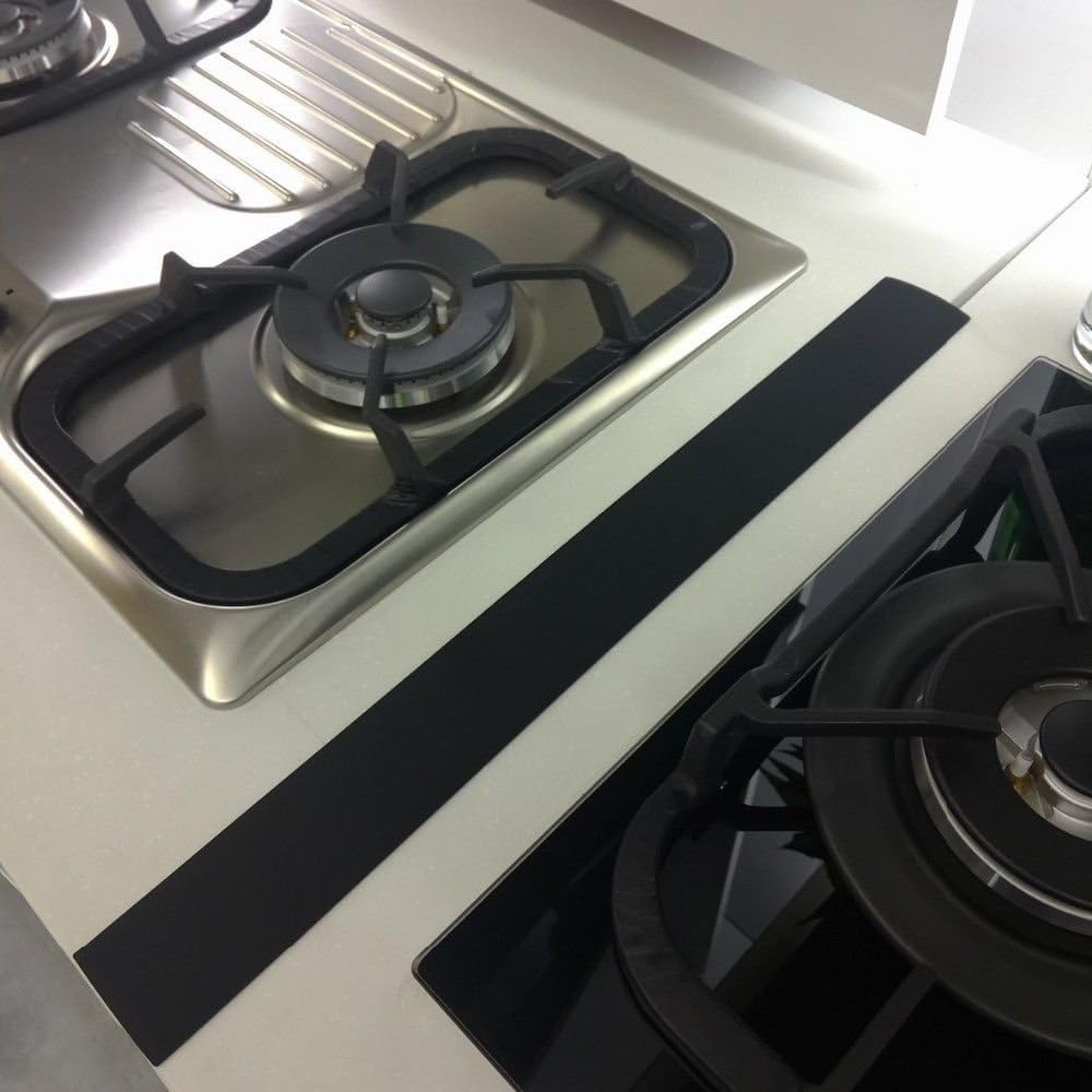 Flexible Silicone Stove Gap Covers 2 Pack, 21" Food Grade Gap Filler Between Counter and Stovetop, Easy to Clean, Black