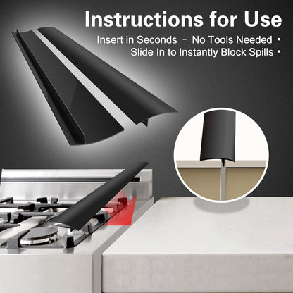 Stove Gap Covers 2 Pack, 21" Heat Resistant Silicone Gap Filler Between Stove and Counter, Easy to Clean, Black