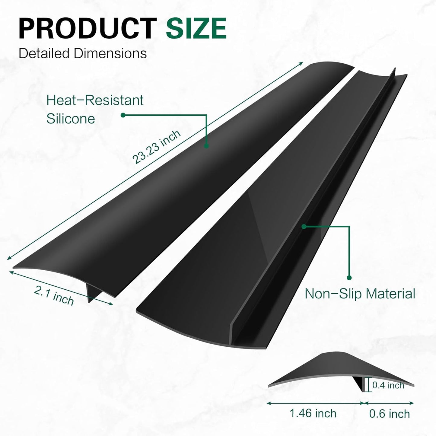 Stove Gap Covers 2 Pack, 21" Heat Resistant Silicone Gap Filler Between Stove and Counter, Easy to Clean, Black