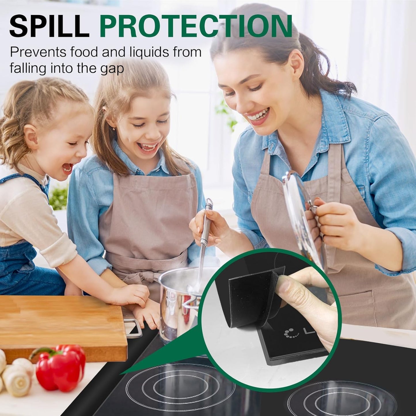 Stove Gap Covers 2 Pack, 21" Heat Resistant Silicone Gap Filler Between Stove and Counter, Easy to Clean, Black