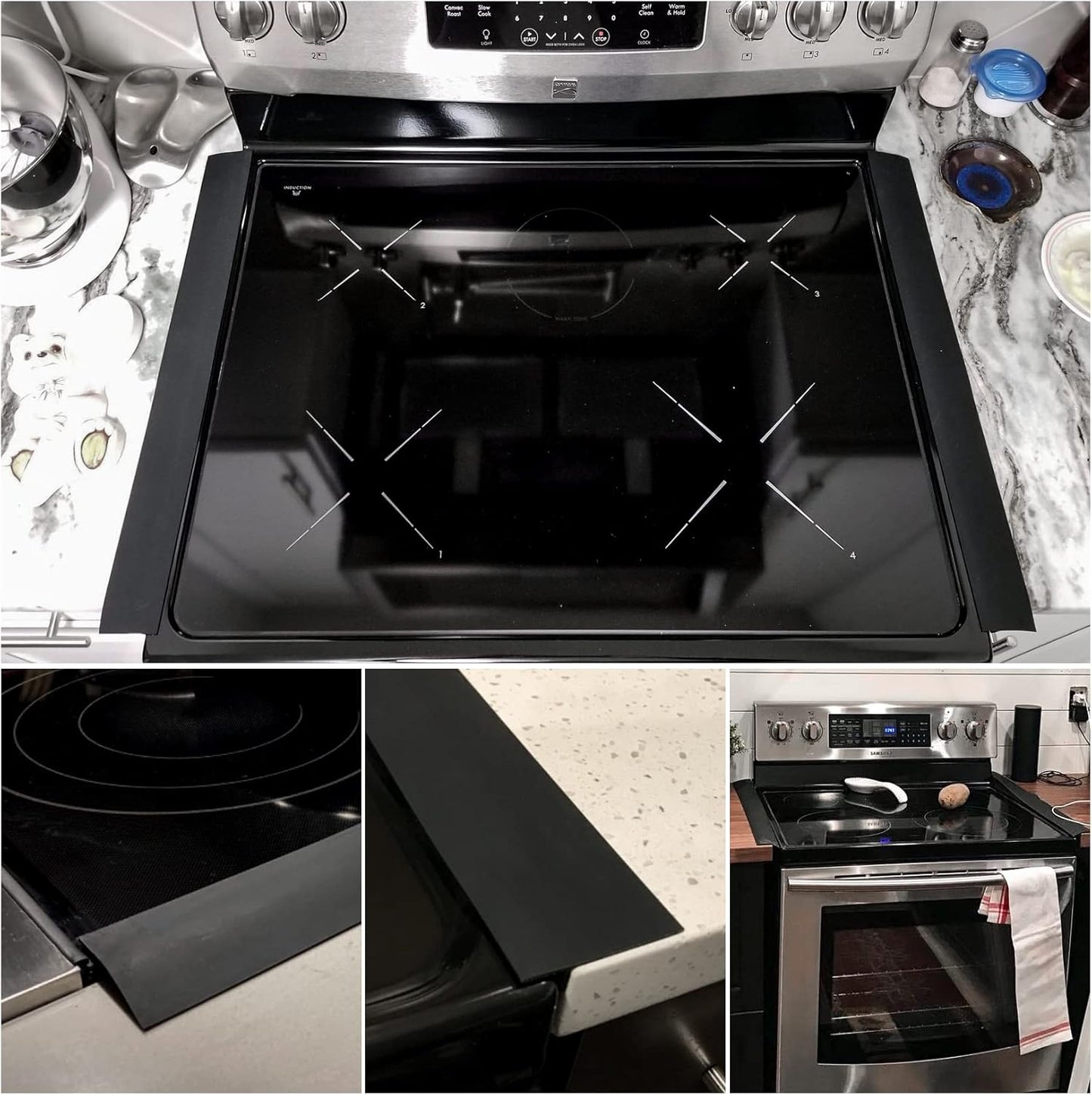 Silicone Stove Gap Cover 21" (2 Pack, Black) – Heat Resistant Kitchen Counter Gap Filler, Easy to Clean Stove Guard Between Stove and Counter